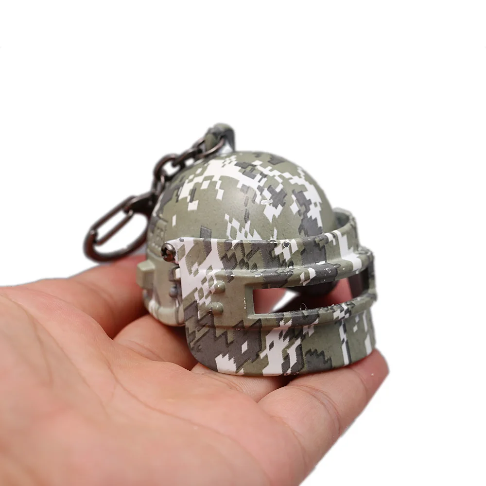 

HSIC New 2018 Game Battleground PUBG Helmet Keychains Camouflage Keyrings Holder Level 3 Helmet Men llaveros Jewelry 12986