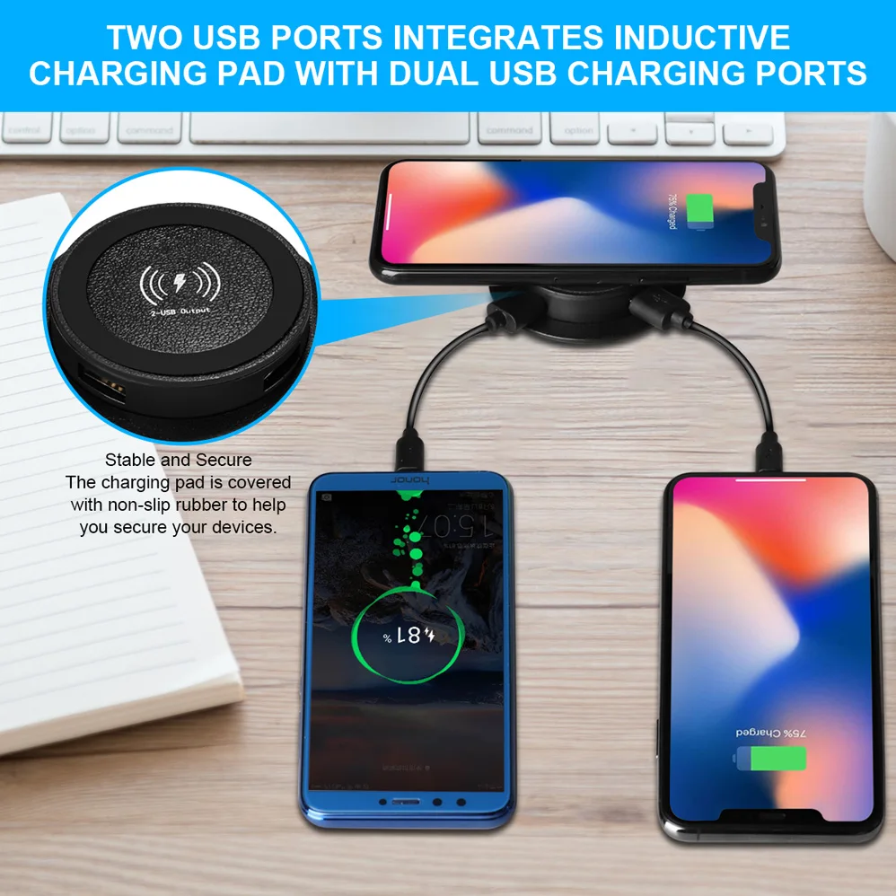 Встроенное Беспроводное зарядное устройство для HUAWEI XIAOMI iPhone Samsung настольная