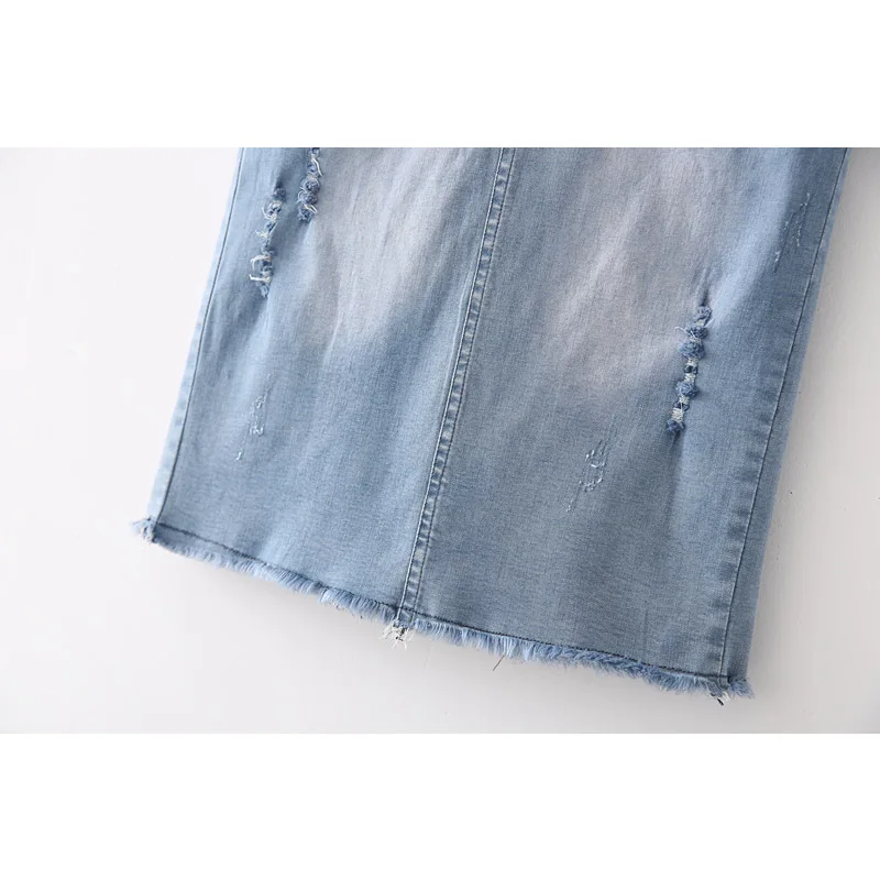Leo Grand women fashion denim ripped skirts korean style slim split elastic fringe tassel faldas calf 908062 | Женская одежда