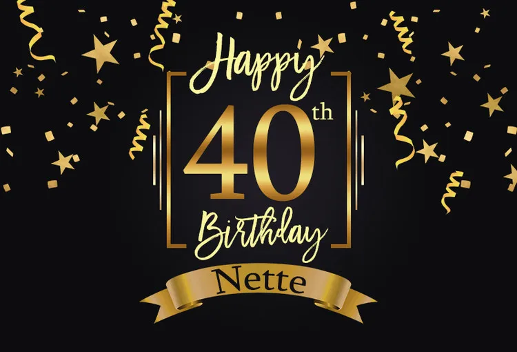 Sensfun Happy 40th фон на день рождения Черное золото маленькие звезды ленты фотографии фоны индивидуальные 7x5FT винил