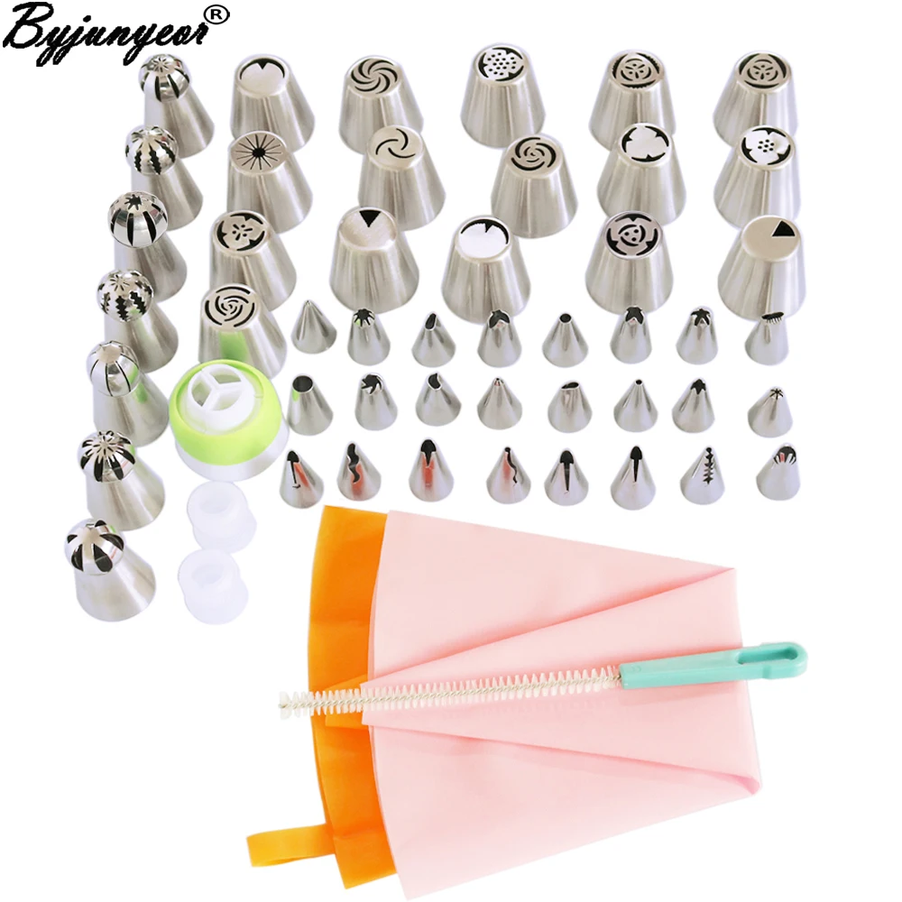 

Byjunyeor 53PCS Stainless Steel Pastry Nozzles Set Icing Piping Tips Russian Korean Style Ball Shape Nozzle Cake Tools CS016