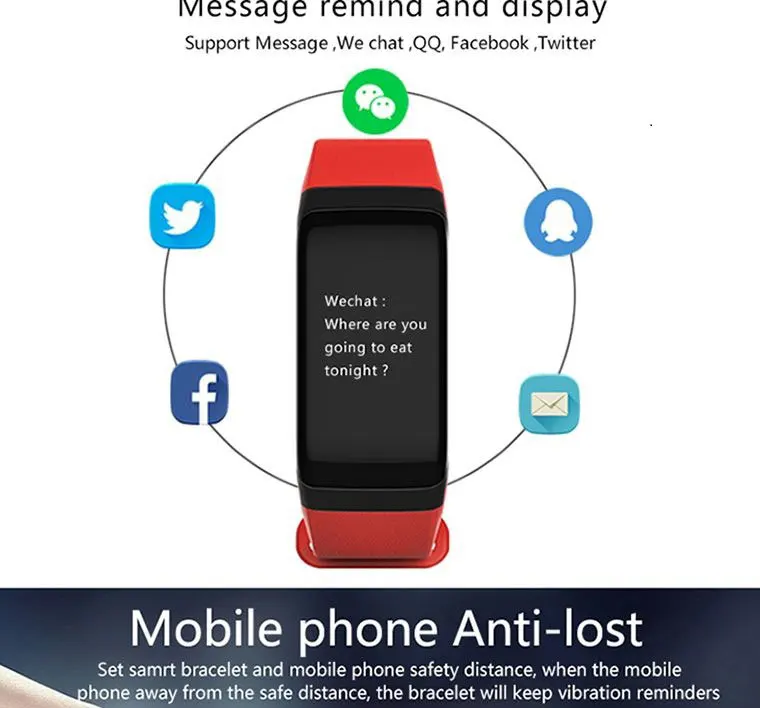 Фитнес Tracker Браслет монитор сердечного ритма F1 Smart wacth крови Давление с Шагомер |