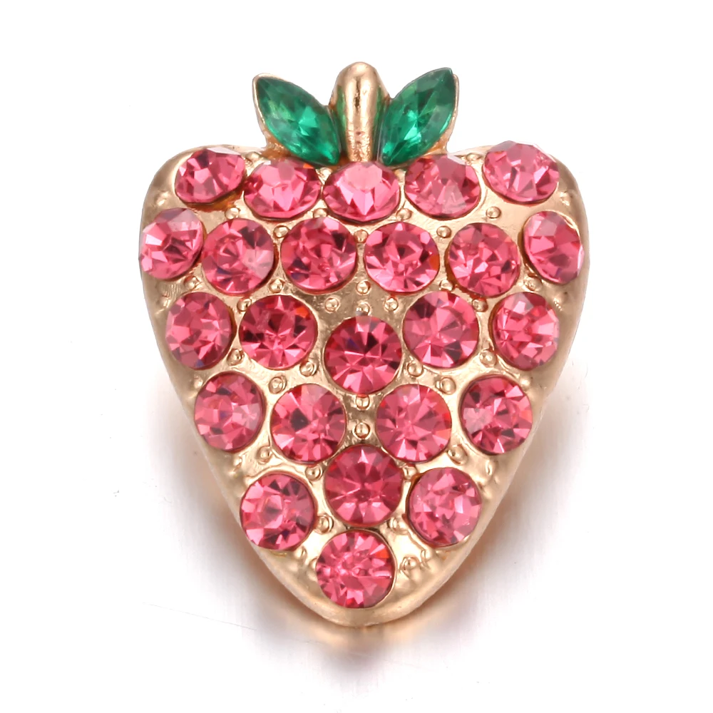 Горячая продажа Snaps Ювелирная Кнопка горный хрусталь клубника 18 мм металлическая
