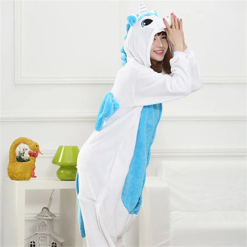 Adult Cosplay Unicorn Anime Pyjamas Blue And Pink Pajamas Unixes Animal Costume Carnaval Fancy Dress Cos 03 | Тематическая одежда