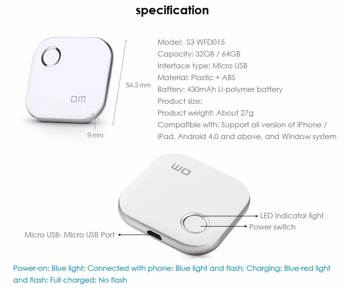DM wifi USB флеш-накопители WFD015 32GB wifi для iPhone/Android/PC смарт-флешка карта памяти Usb