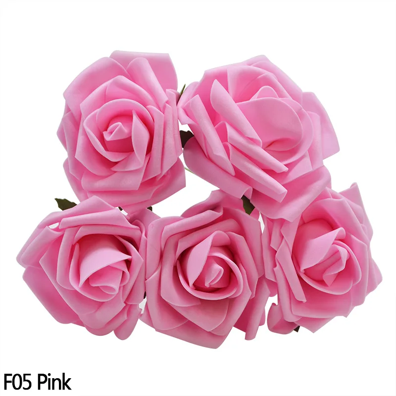 Pink 8 см искусственные из ПЭ-пены розы Свадебный букет невесты DIY скрапбук домашнее свадебное украшение большие поддельные розы вечерние принадлежности - Color: Pink