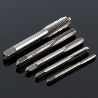 5pcsset straight groove tap bearing steel mini straight flute hand taps drilling machine accessories round shank perforator