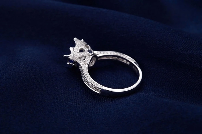 

CaiMao Round cut Semi Mount Ring Settings &0.73 ct Diamond 18k White Gold Gemstone Engagement Ring Fine Jewelry