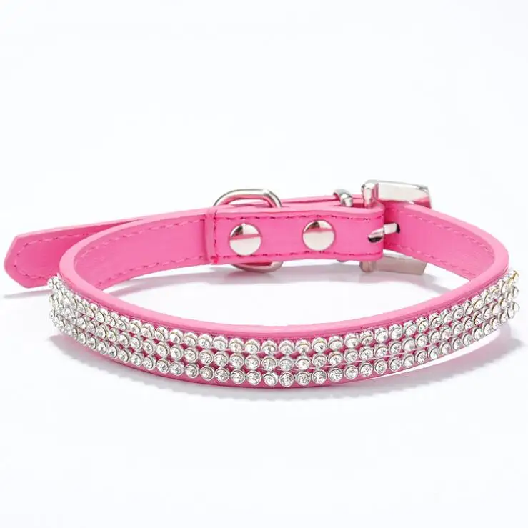 Rhinestone Puppy Dog Cat Collars Bling Collar for Small Medium Breeds 3 Rows Neck Strap XS S M L Free&ampDrop shipping | Дом и сад