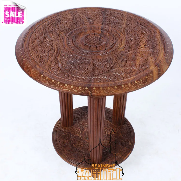 Импортированный из Китая деревянный резной стол с тремя ножками старинное