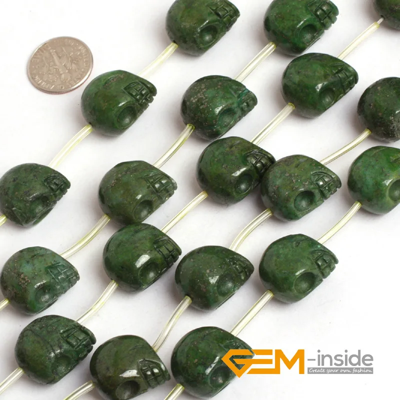 Зеленый пиритовый крашеный цвет резные череп бусины для Паракорда DIY россыпью
