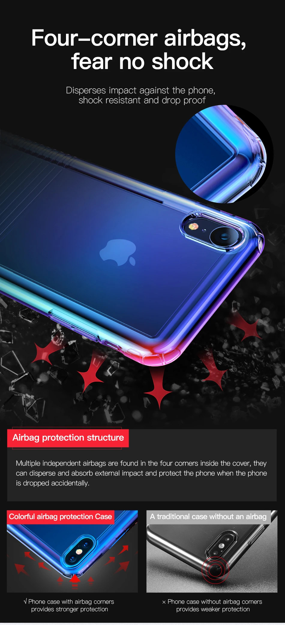 Градиентный телефонный чехол Baseus для iPhone Xs Max, Xr, X, S, R, Xsmax, противоударный мягкий силиконовый чехол-накладка для iPhone X, Max, Fundas