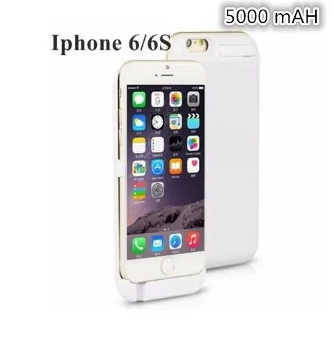 for i6 6s white Беспроводное зарядное устройство на заднюю панель с зажимом для аккумулятора, чехол для телефона 5000 мАч для apple iPhone 5 5S 6 6s 7 6 plus 6G 7 plus 5G 7 plus i6 - Цвет: for i6 6s white