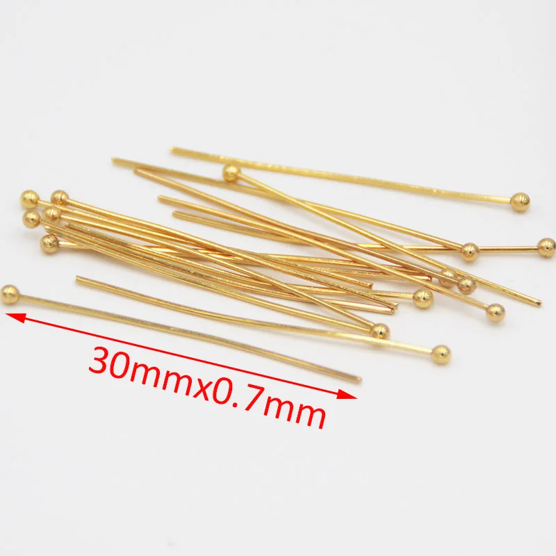 30mmx0.7mm 10 дюжин/120 шт, нержавеющая сталь, Золотая шариковая головка, шпильки для изготовления ювелирных изделий своими руками, диаметр 0,7 мм, 30 мм/40 мм - Цвет: 30mmx0.7mm