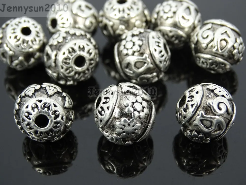 15 мм круглые винтажные узорные тибетские серебряные разделительные разъемы