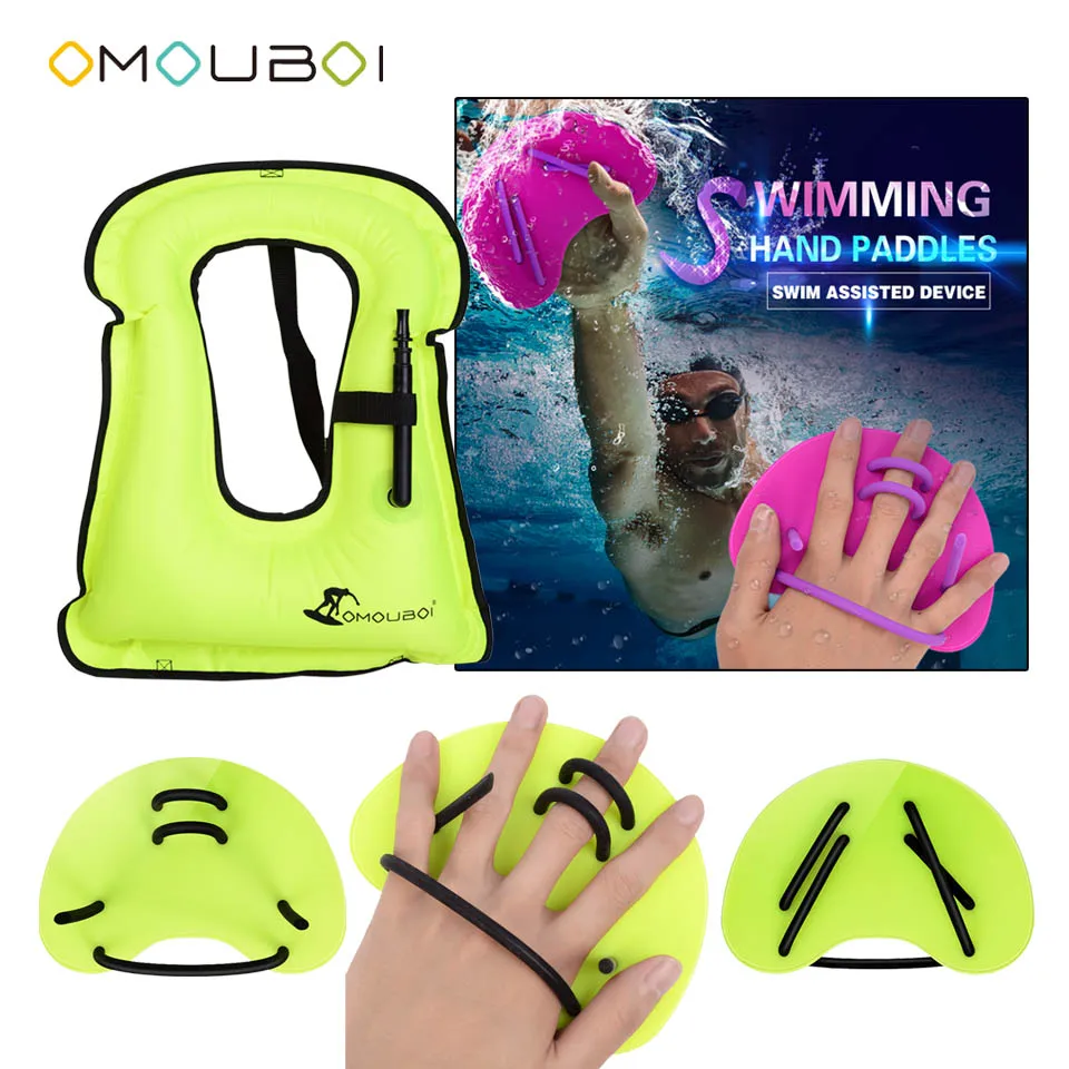 OMOUBOI высокий видимый зеленый Плавание воды ход поезд Руки Ласты Пластик перчатки