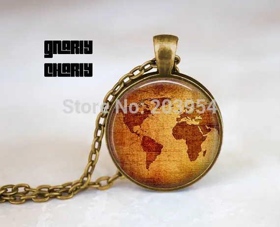 Ожерелье в стиле стимпанк винтажное ожерелье ручной работы с изображением карты