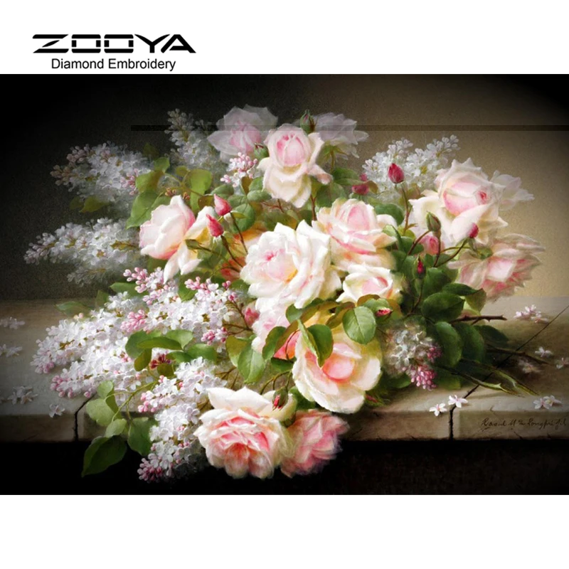 Круглая Алмазная вышивка Цветочная крестиком круглая смола полная алмазная