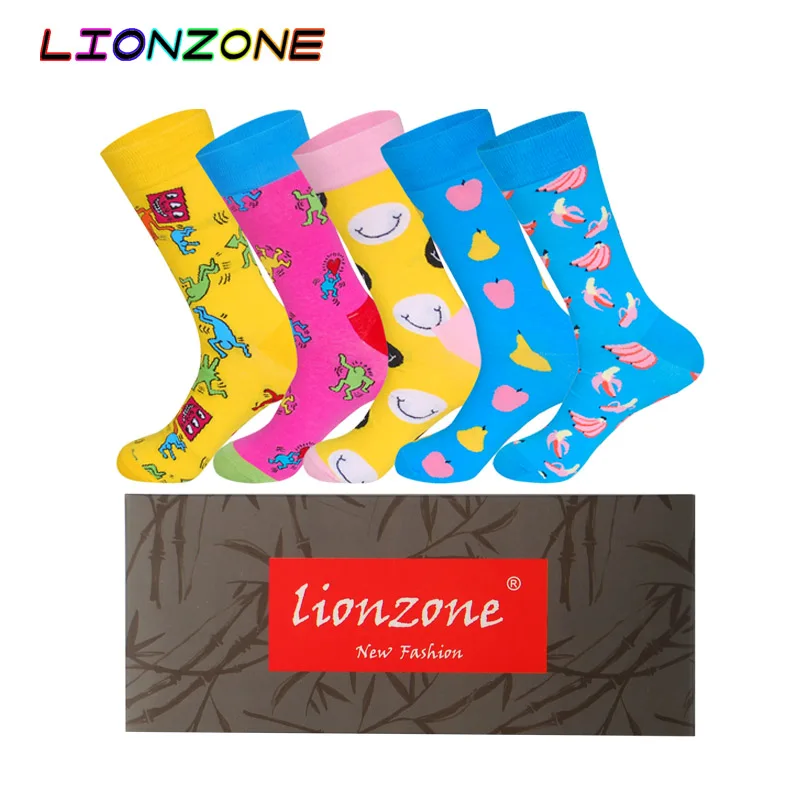 Lionzone/5 пар носков нейтральной партии забавные личностные влюбленные уличные