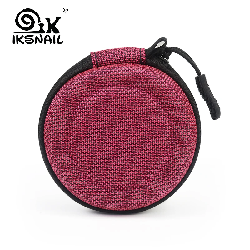 

IKSNAIL Portable Case For Headphones Case Mini Zippered Round Storage Hard Bag Headset Box For Earphone SD Cards Charging Cable