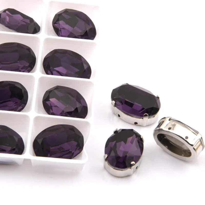 

Oval purple Voilet Brilliant K9 Crystal Setting DIY Fancy Stone Loose cz gems Rhinestones in All Sizes