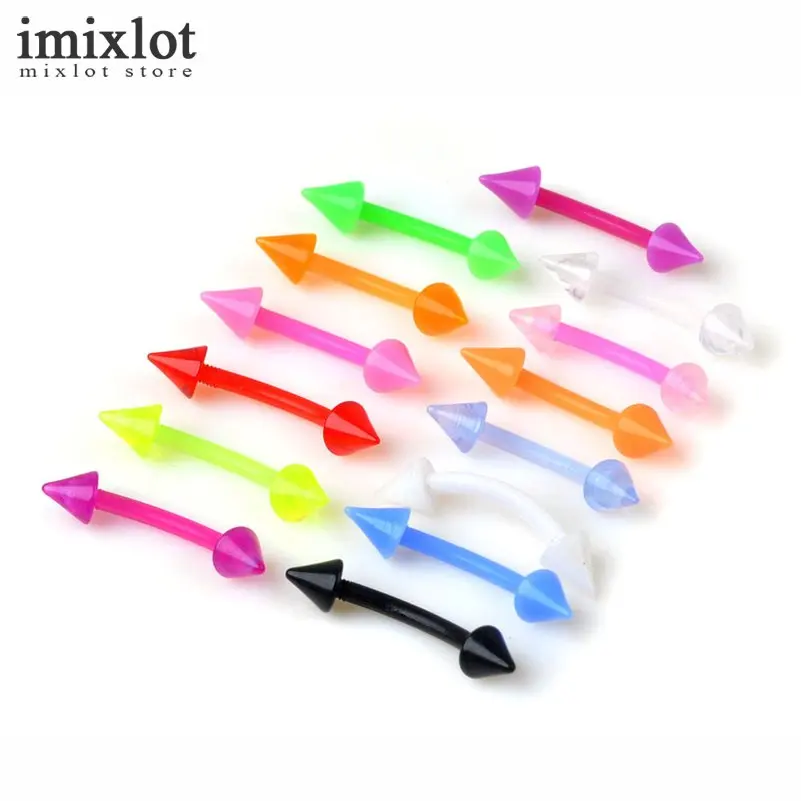 Imixlot 10 шт./лот 16 Стиль красочные мягкие акрил для бровей пупка губ язык кольцо нос
