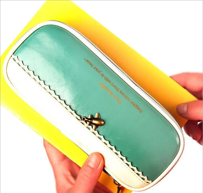 Красивый школьный пенчехол большой емкости из искусственной кожи пенал для