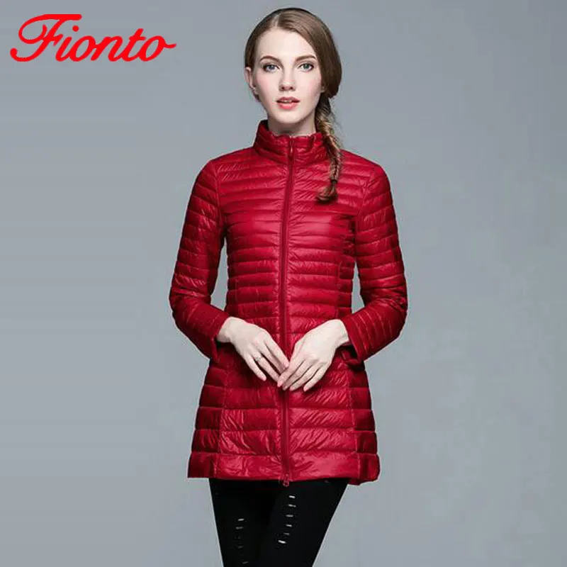 Plus Size 4XL 8 Colors Women Casual Ultralight Down Jacket with 90% 10% Feather Winter Long Coat A590 | Женская одежда