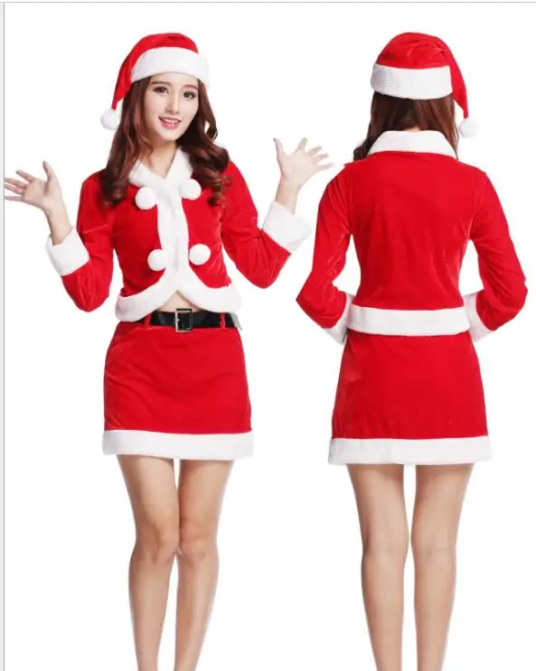 Новинка 2016 г. Рождественские костюмы Sexy Santa Детские Кристалл бархат праздничное