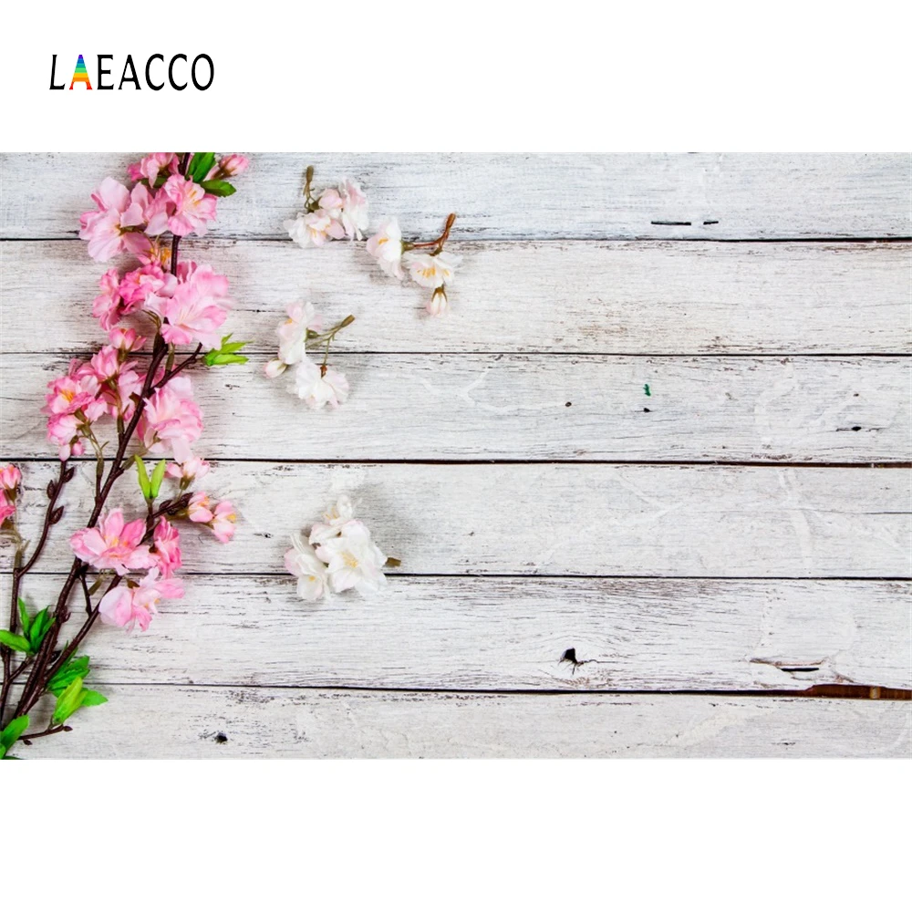Фоны Laeacco для фотосъемки с деревянной доской и цветами день рождения детский душ