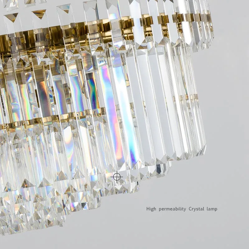 Постмодерн нордическая роскошь хрусталь K9 палка абажур светодиодный круглая