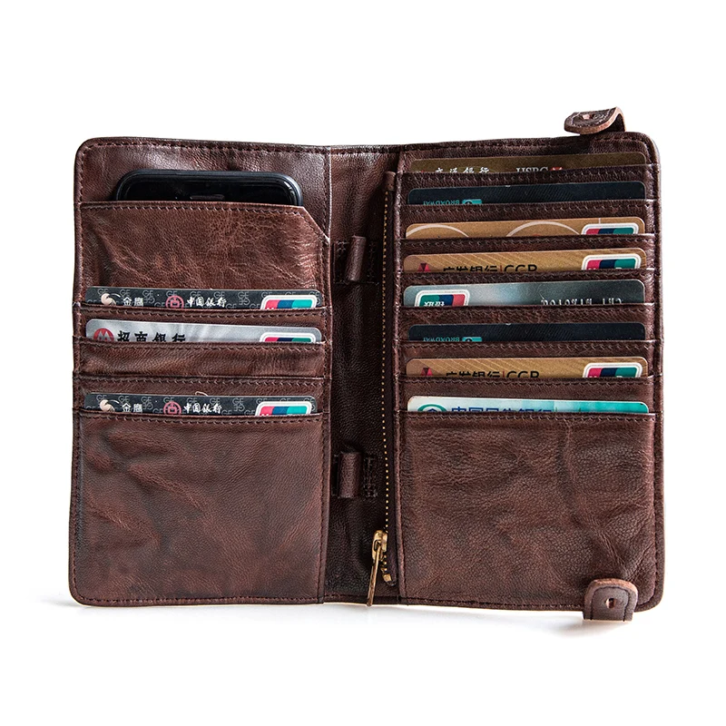 AETOO Retro Sheepskin Wallet Men's multi-card ticket clip folding vertical leather handbag can be put into the phone | Багаж и сумки