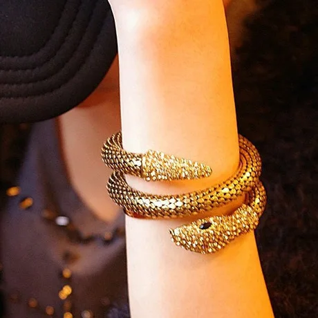 Новый Модный женский браслет золотого цвета со змеиным узором Женский шикарный с
