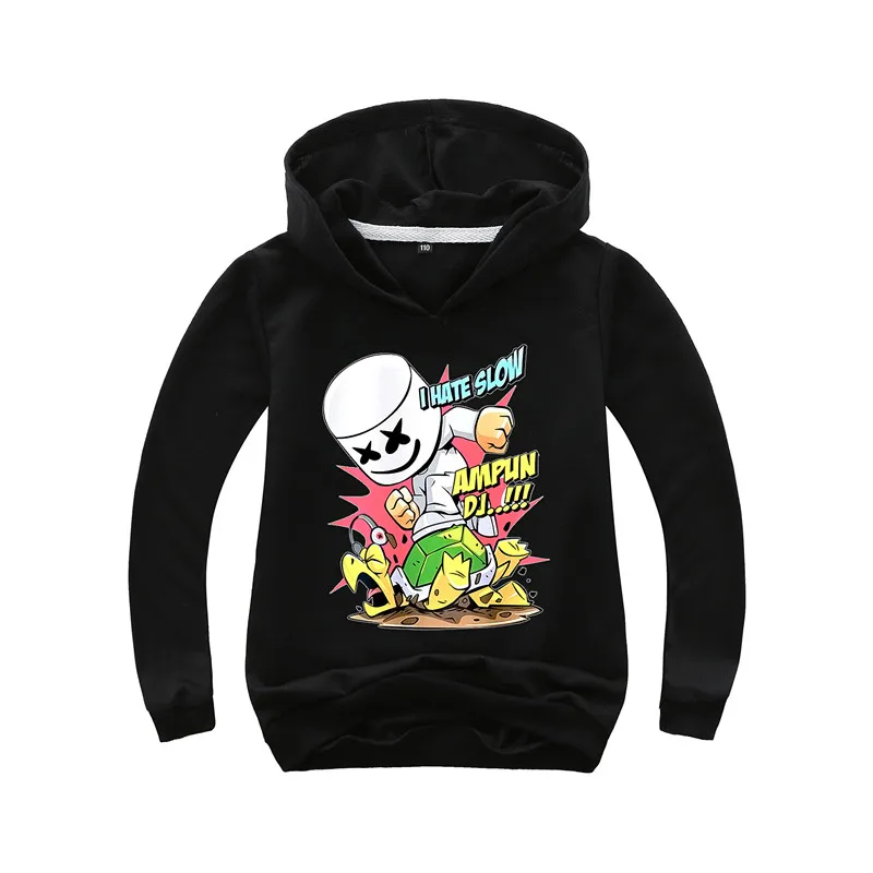 Marshmello из хлопка для мальчиков и девочек толстовки с капюшоном костюм пуловером футболка длинными рукавами