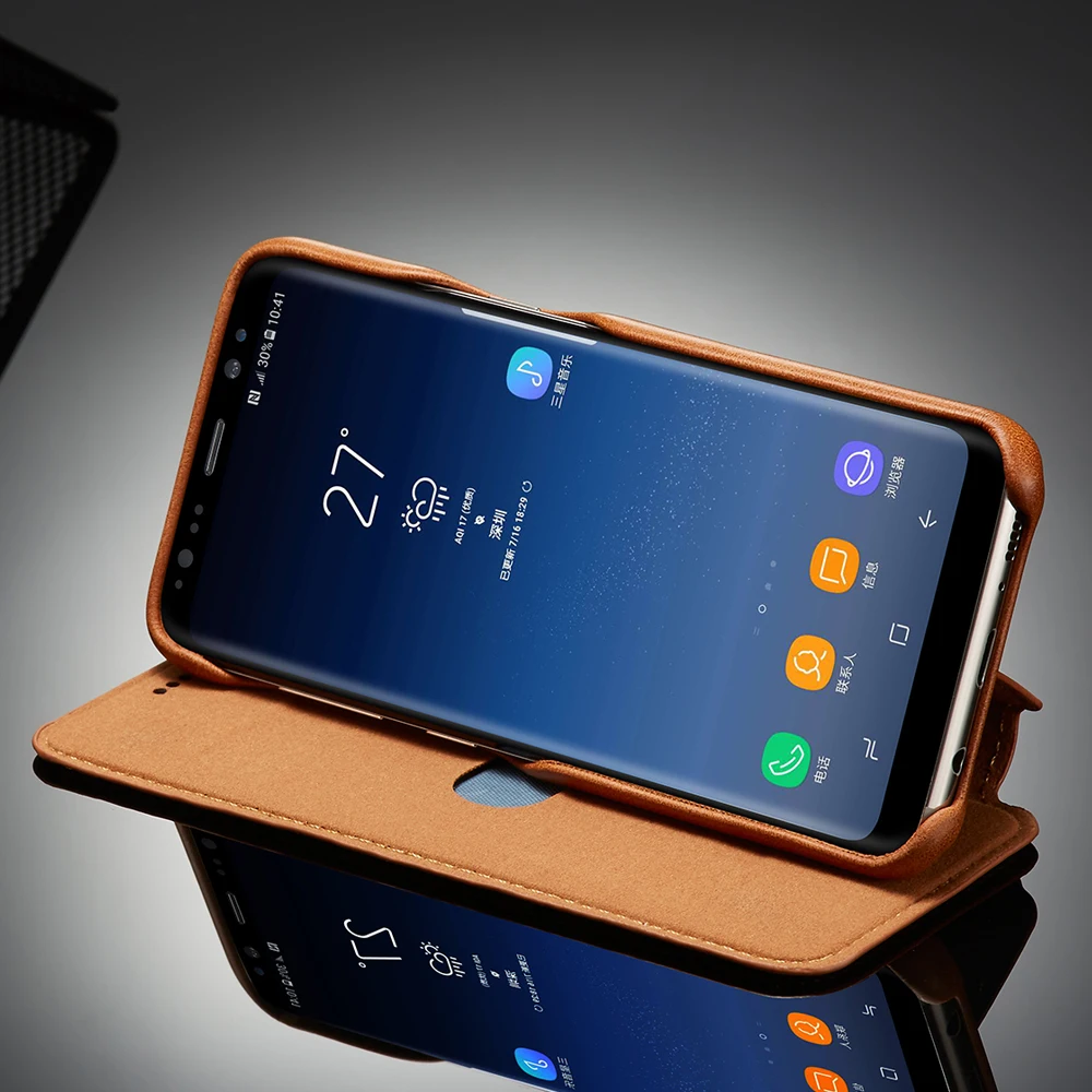 Кожаный флип чехол на магните для Samsung Galaxy S8 Plus кошелек с отделением карт samsung s8