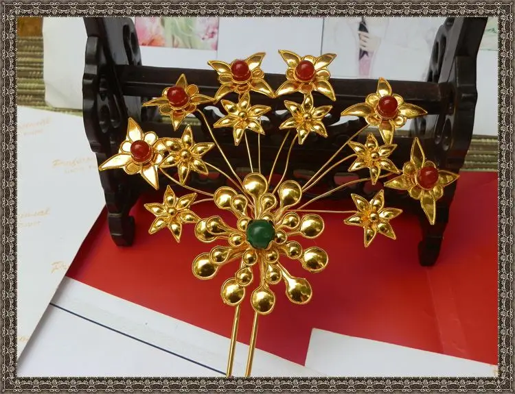 Традиционная Античная палочка для волос с золотым покрытием ручная работа Miao