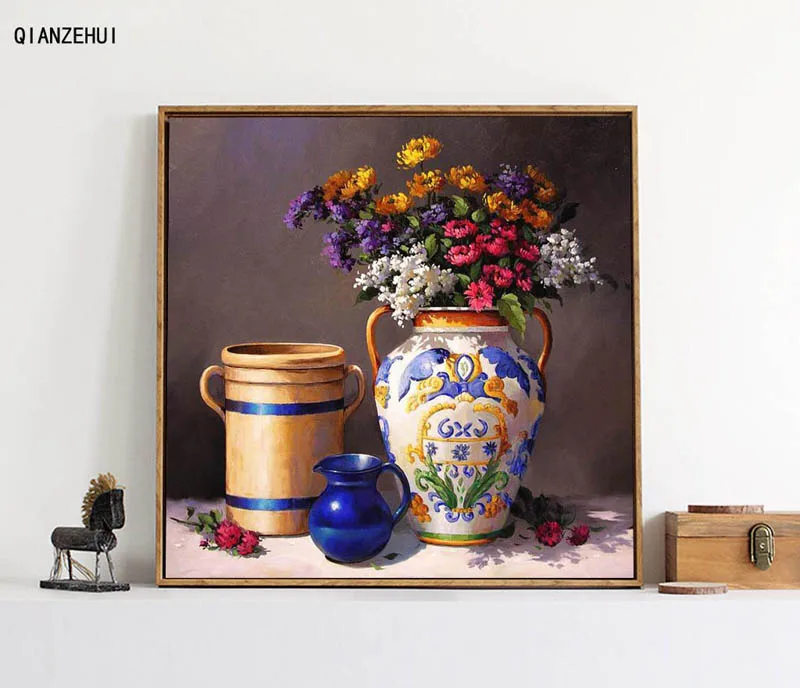 DIY Rhinestone plastic crafts painting diamond Still life vase crystal square cross stitch full | Дом и сад