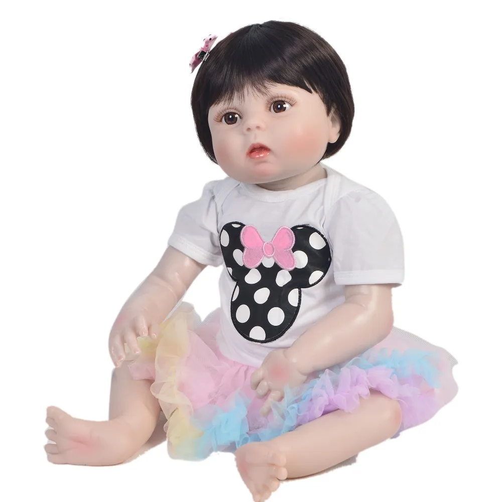 

Reborn real baby doll 23"57cm full silicone reborn girl baby doll toys for children gift waterproof lifelike boneca reborn