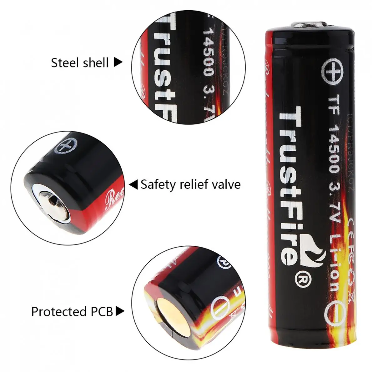 TrustFire 2 шт./лот 3 7 в 900 мАч 14500 литий ионная аккумуляторная батарея с защищенной