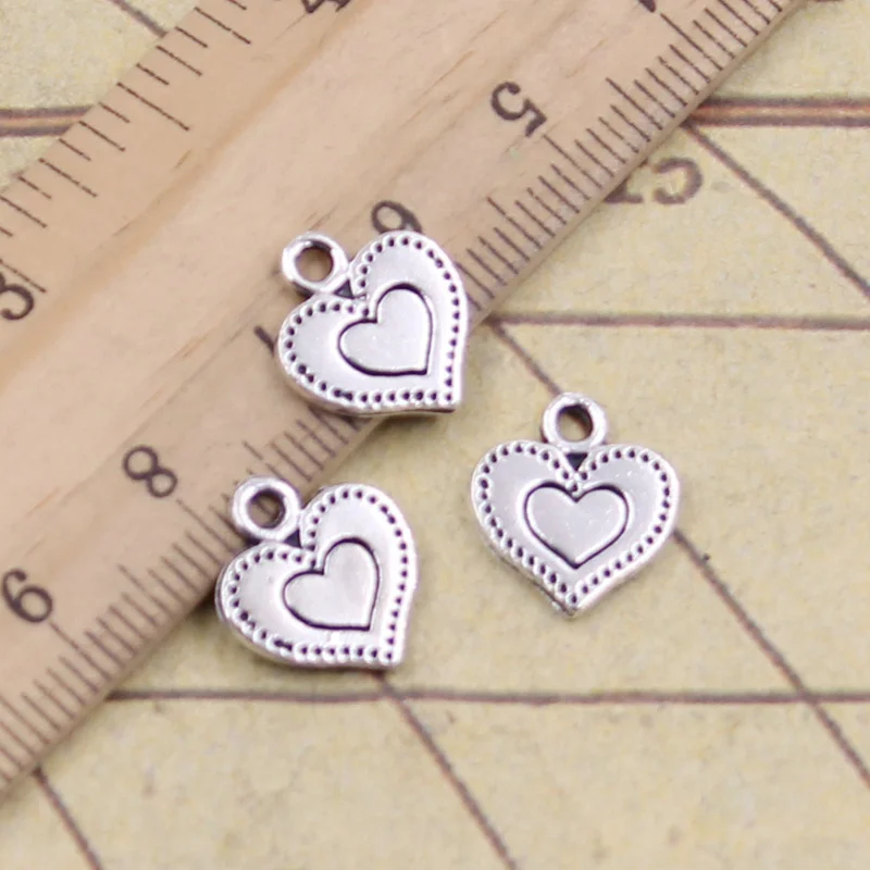 

40pcs Charms Heart 13x11mm Antique Silver Color Pendants Making DIY Handmade Tibetan Finding Jewelry For Bracelet