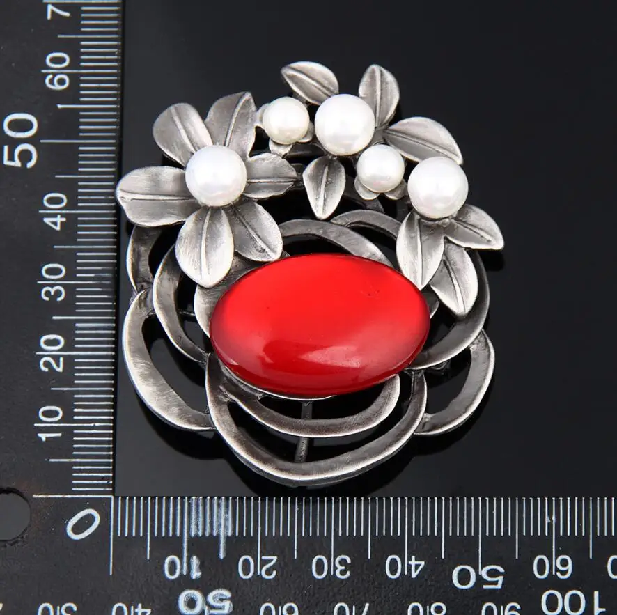 Fashion Pearl Resin Hollow Flower Brooch Safety Pin Women Girl Scarf Clip Sweater Antique Tin Jewelry | Украшения и аксессуары