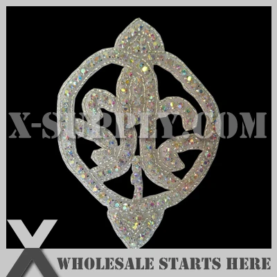 

(25pcs/lot) Bridal Rhinestone Applique Beaded Patch for Custom Wedding Dress Decoration, X1-RAT2144