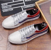 2018 new silver gold rivet men handmade loafers lace up falts casual shoes fashion party banquet men sports shoes
