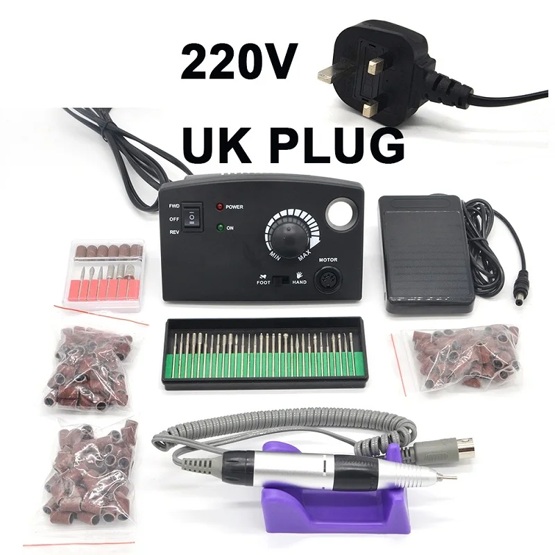 Black UK Plug 30 150 Черная дрель для ногтей профессиональная электрическая Алмазная пилка для ногтей в сочетании с модным дизайном профессиональная электрическая машинка для обработки ногтей - Цвет: Black UK Plug 30 150