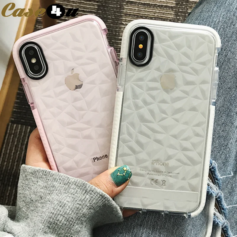 Гибкий чехол с алмазной текстурой для iphone X 10 XS MAX XR блестящий прозрачный мягкий