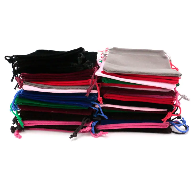 10pcs/lot Black Red Velvet Jewelry Beaded Storage Pouches Drawstring Gift Bag Ring Pendant Bracelet Pearl Package Carrying Case | Украшения