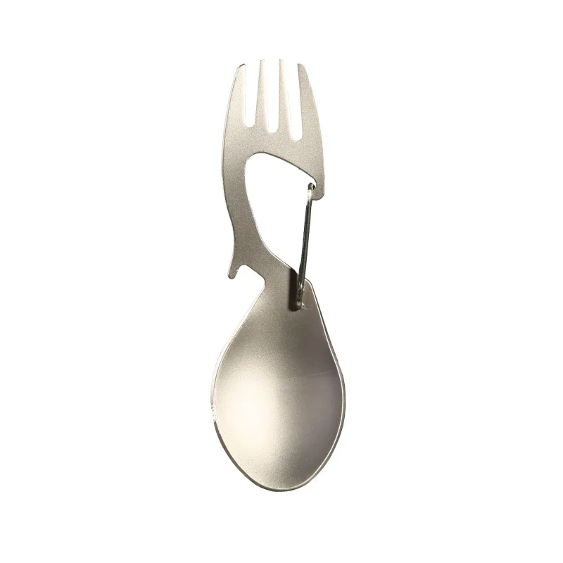 stainless steel 3 в 1 походная Титановая Ложка для пикника, столовая посуда, титановая вилка, Сверхлегкий чистый титан или нержавеющая сталь, Spork - Цвет: stainless steel