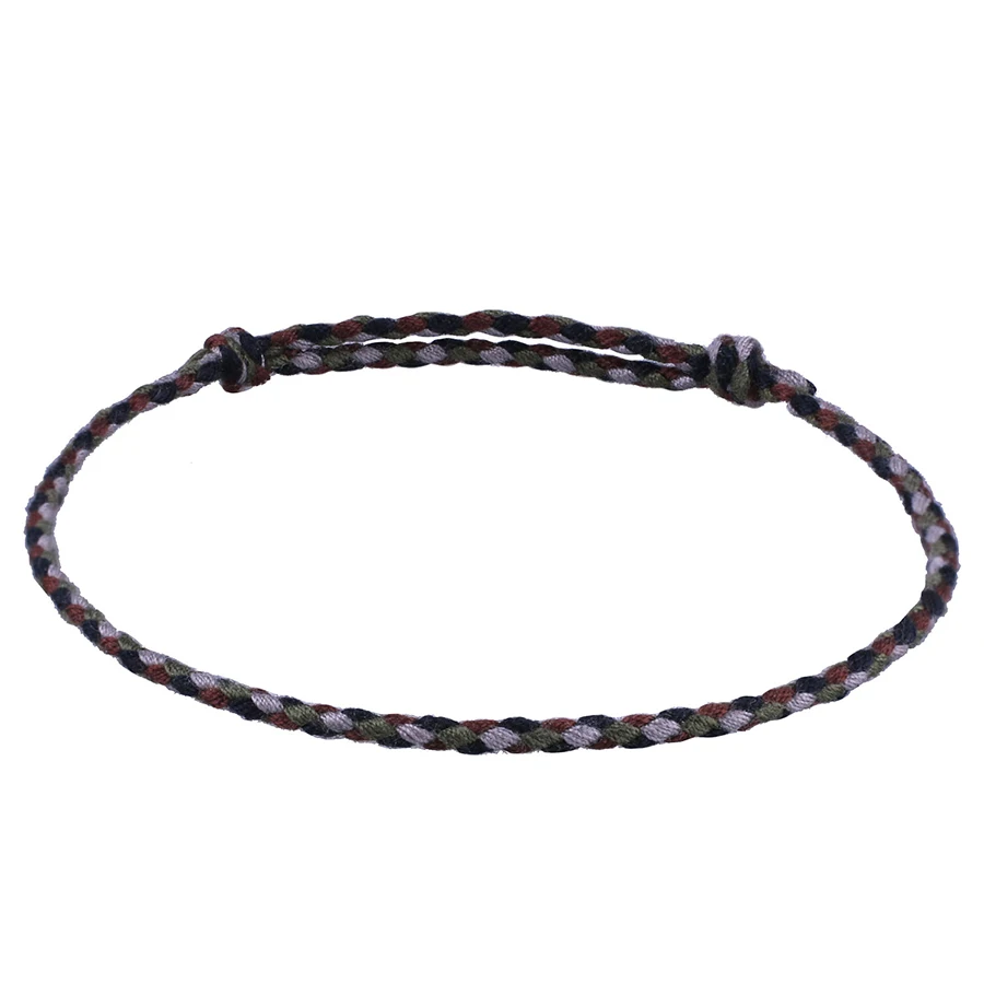 Brown Boho ручной работы плетеный дружбы браслет нить тканая тонкая струна шнур браслет Штабелируемый простой этнические ювелирные изделия подарок для друга - Окраска металла: Brown