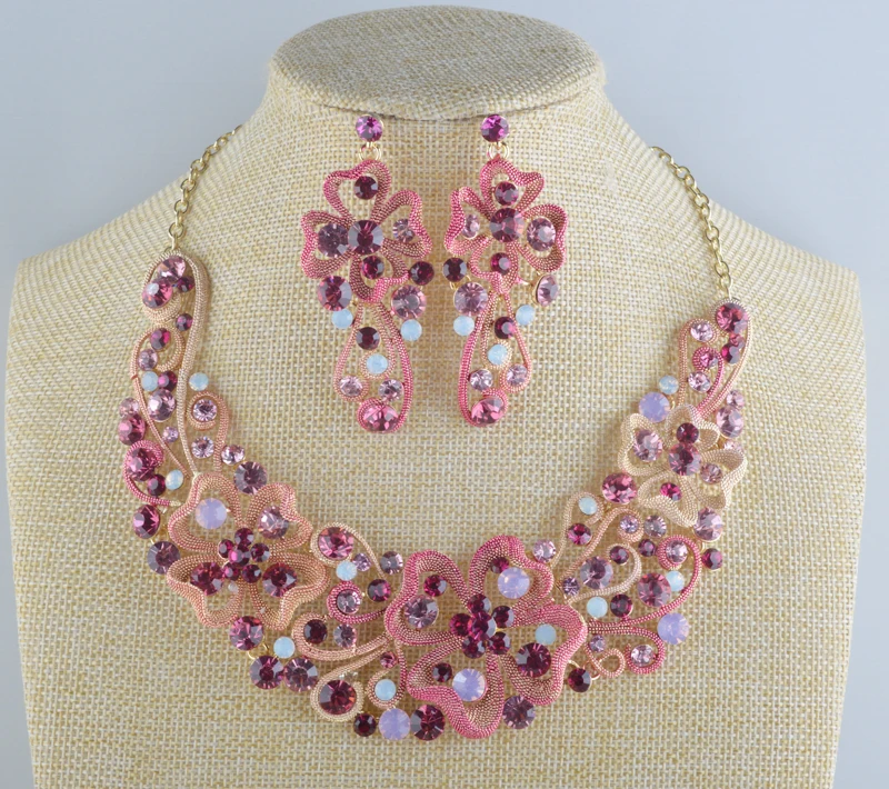 Свадебное ожерелье серьги набор горный хрусталь бабочка цвет краски Кристалл