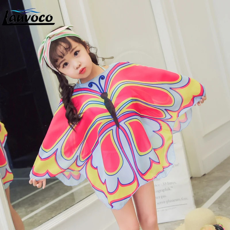 Комплект бикини для девочек с принтом бабочки купальный костюм из двух предметов